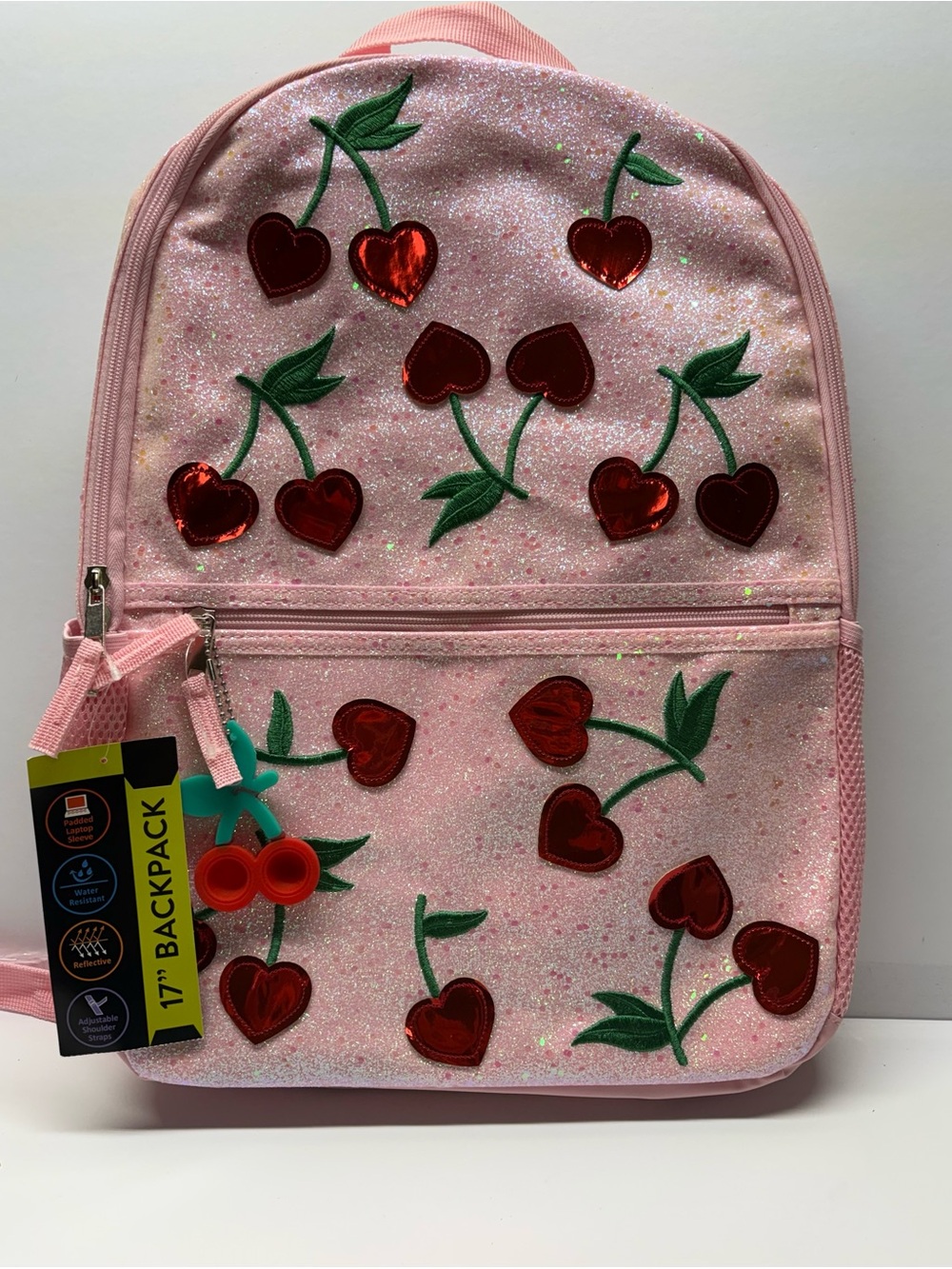 Pink Glitter Cherry Sequin Backpack